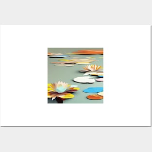 Colorful Water Lilies Collage Posters and Art